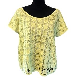 Lauren Conrad Lime Green/Bright Yellow Lace Blouse size Large